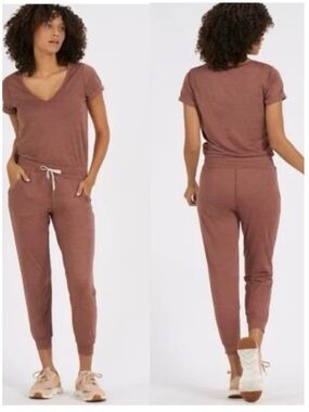 Vuori Mauve/brown V-Neck Jogger Jumpsuit